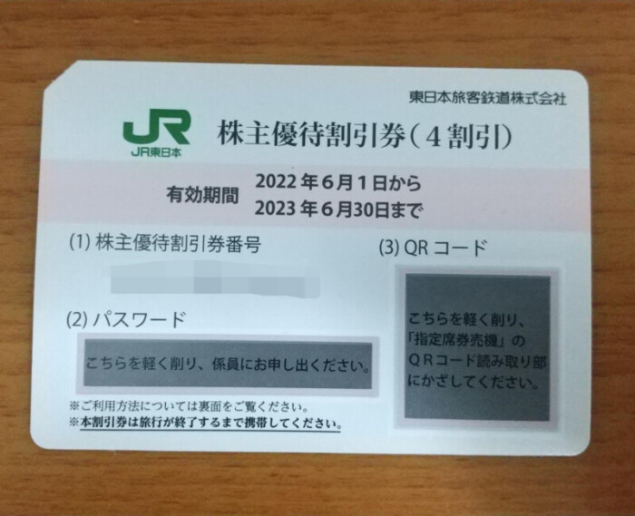 JR東日本　株主優待割引券　2枚　4割引　新幹線可